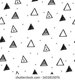 Seamless pattern with triangles in scandinavian style. Graphic pattern. Vector illustration