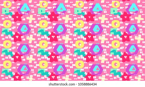 seamless pattern with triangles, stars, dots, circles, square