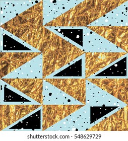 Seamless pattern of triangles. Texture paint freehand drawing. Stylish abstract background with arrows.