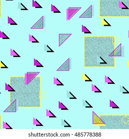  Seamless pattern with triangles in vaporwave colors. 
 Vector illustration.