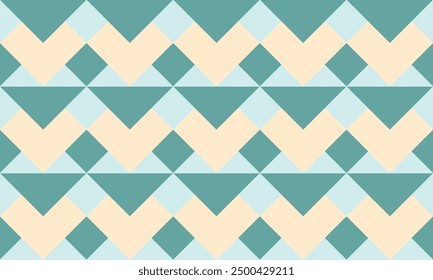 seamless pattern with triangles zigzag, abstract triangle geometric beige green and blue background patch work seamless repeat style, turbine replete image design for fabric printing