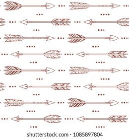 Seamless pattern with tribal arrows. Ethnic, boho style background