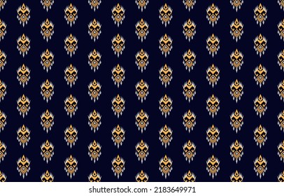 seamless pattern Tribal Art Ikat Ogee in traditional classic blue and white colors
