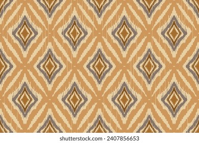 seamless pattern Tribal Art Ikat Ogee in traditional classic green blue and white colors