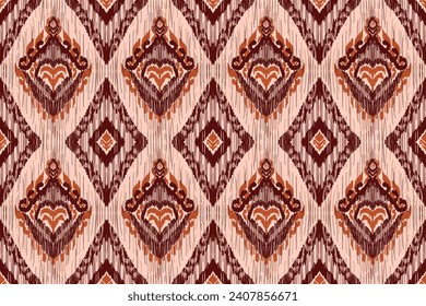 seamless pattern Tribal Art Ikat Ogee in traditional classic green blue and white colors