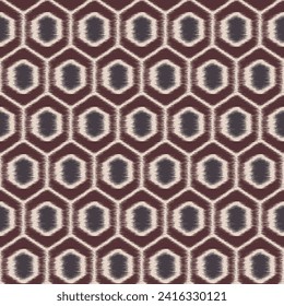 Seamless pattern Tribal Art Ikat Ogee in traditional brown colour and summer theme colors. Boho style.Ikat pattern seamless repeat vintage decor textile design.