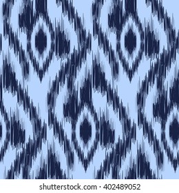  seamless pattern Tribal Art  Ikat Ogee in traditional classic blue and white colors