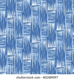  seamless pattern Tribal Art  Ikat Ogee in traditional classic blue and white colors
