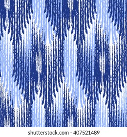  seamless pattern Tribal Art  Ikat Ogee in traditional classic blue and white colors