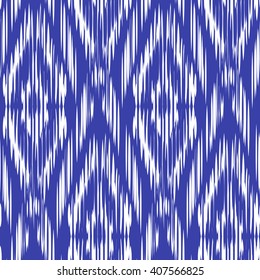 seamless pattern Tribal Art  Ikat Ogee in traditional classic blue and white colors