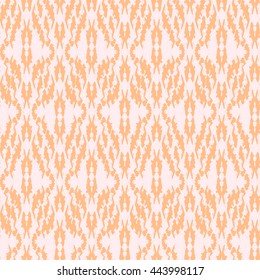 Seamless pattern Tribal Art Ikat Ogee in traditional classic beige and white colors. Boho style.