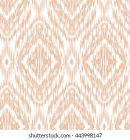 Seamless pattern Tribal Art Ikat Ogee in traditional classic beige and white colors. Boho style.
