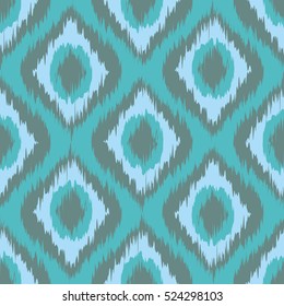 seamless pattern Tribal Art Ikat Ogee in traditional classic blue and mint grey colors vector art