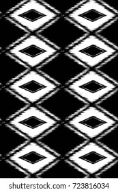 seamless pattern Tribal Art Ikat Ogee in traditional classic black and white colors