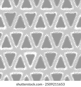 Nahtloses Muster Tribal Art Triangle Ikat weiß, grauer Muster Hintergrund für Textilien...,