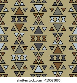 Seamless pattern with tribal aztec motives. Ethnic stylized abstract wallpaper. Aztec pattern. Boho design. Aztec print template for fabric and paper.