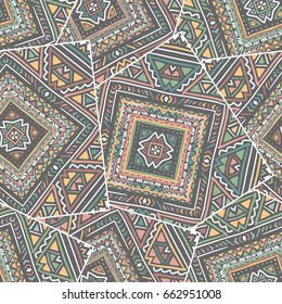 Seamless pattern with tribal aztec motives. Vector abstract wallpaper in boho chic style.