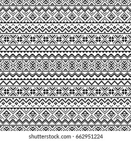 Tribal Ethnic Pattern Black White Color Stock Vector (Royalty Free ...