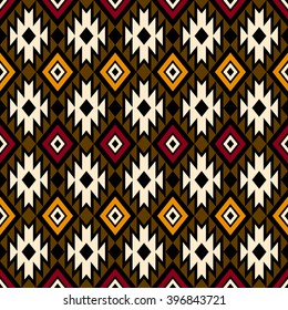 Seamless pattern with tribal aztec ornament. Abstract vector wallpaper in boho chic style.