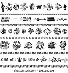 Seamless pattern with tribal design. Vector illustration.