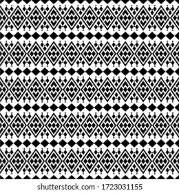 Seamless Pattern tribal ethnic design vector. Illustration of abstract tribe pattern in black white color