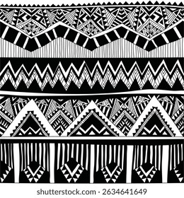 conjunto monocromático de elementos de desenho étnico tribal padrão sem costura