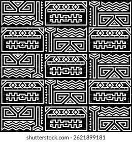 seamless pattern with tribal, ethnic, heritage, indian, native, tattoo, traditional, art, monochrome, black white vector art illustration design