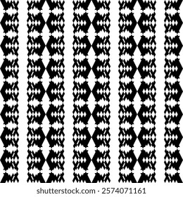 Seamless pattern with tribal ethnic motifs. Black and white.