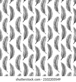 Seamless pattern Tribal Feathers decoration. Ethnic boho style hand drawing. Vector illustration