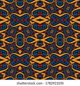 seamless pattern with tribal and floral - vector