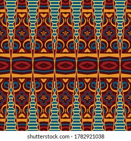 seamless pattern with tribal and floral - vector