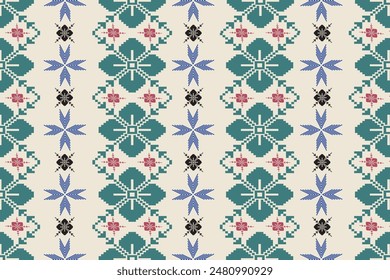 Seamless pattern in tribal, folk embroidery, and Mexican style, Aztec geometric art ornament print, Design for carpet , cover, wallpaper, wrapping, fabric, clothing,  Ikat Abstract Ethnic-art