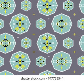 seamless pattern with tribal geometric symbols