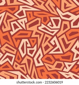 Patrón sin foco con textura de camuflaje de grafitis tribal de grunge. Resumen de un interminable y moderno adorno para tela y estampado de moda. Fondo vectorial.
