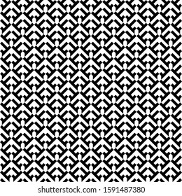 Seamless pattern. Tribal motif. Ethnic mosaic. Figures ornament. Folk wallpaper. Arrows backdrop. Embroidery background. Digital paper, textile print, web design, abstract illustration. Vector art