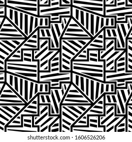 Seamless pattern. Tribal motif. Folk wallpaper. Figures, lines ornament. Shapes, strokes backdrop. Embroidery background. Ethnic mosaic. Digital paper, textile print, web design, abstract vector