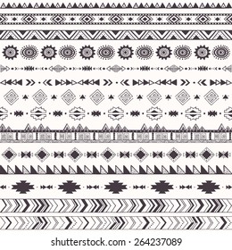 Seamless pattern with tribal motifs Pattern with aztec decorative elements