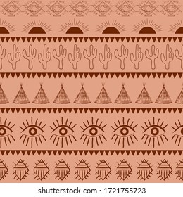 Seamless pattern with tribal ornaments. Editable vector illustration.