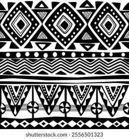 Seamless pattern tribal texture, ethnic background in simple style
