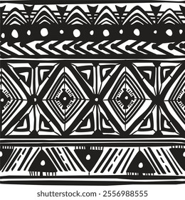 Seamless pattern tribal texture, ethnic background in simple style