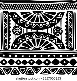Seamless pattern tribal texture, ethnic background in simple style