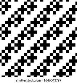 Seamless pattern. Tribal wallpaper. Crosses ornament. Ethnical folk image. Ethnic embroidery background. Ancient mosaic. Tribe motif. Digital paper for web design, textile print. Vector artwork.