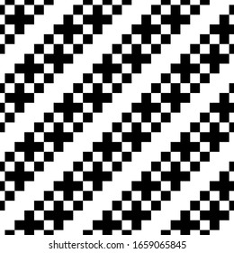 Seamless pattern. Tribal wallpaper. Crosses ornament. Ethnic embroidery background. Ancient mosaic. Tribe motif. Digital paper for web design, textile print. Ethnical folk image. Vector artwork.