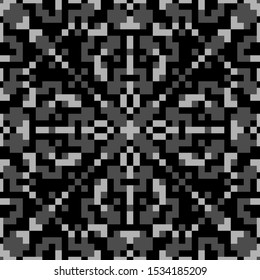 Seamless pattern. Tribal wallpaper. Ethnic embroidery background. Simple shapes ornament. Crosses, squares, rectangles, figures vector. Tribe motif. Ancient backdrop. Digital paper, textile print.