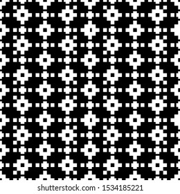 Seamless pattern. Tribal wallpaper. Ethnical folk image. Inca crosses, squares ornament. Ancient mosaic. Ethnic embroidery background. Tribe motif. Digital paper for web design, textile print. Vector