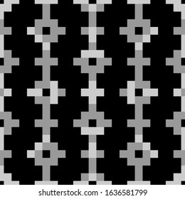 Seamless pattern. Tribal wallpaper. Figures, squares, rectangles image. Shapes ornament. Ethnic embroidery background. Tribe motif. Ancient backdrop. Digital paper, web design, textile print. Vector.
