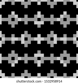 Seamless pattern. Tribal wallpaper. Shapes ornament. Ethnic embroidery background. Figures, squares, rectangles image. Tribe motif. Ancient backdrop. Digital paper, web design, textile print. Vector.