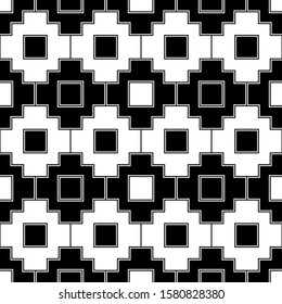 Seamless pattern. Tribal wallpaper. Tribe motif. Ancient mosaic. Inca crosses, squares ornament. Ethnic background. Folk image. Digital paper, web design, ethnical textile print. Vector artwork.
