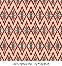 Seamless pattern in tribal,Abstract Ethnic ikat art. folk embroidery, and Mexican style. Aztec geometric art ornament print.Design for carpet, cover.wallpaper, wrapping,fabric, clothing 
