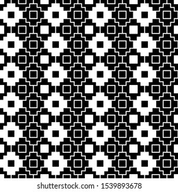 Seamless pattern. Tribe motif. Ancient mosaic. Inca crosses, squares ornament. Ethnic background. Tribal wallpaper. Folk image. Digital paper, web design, ethnical textile print. Vector artwork
